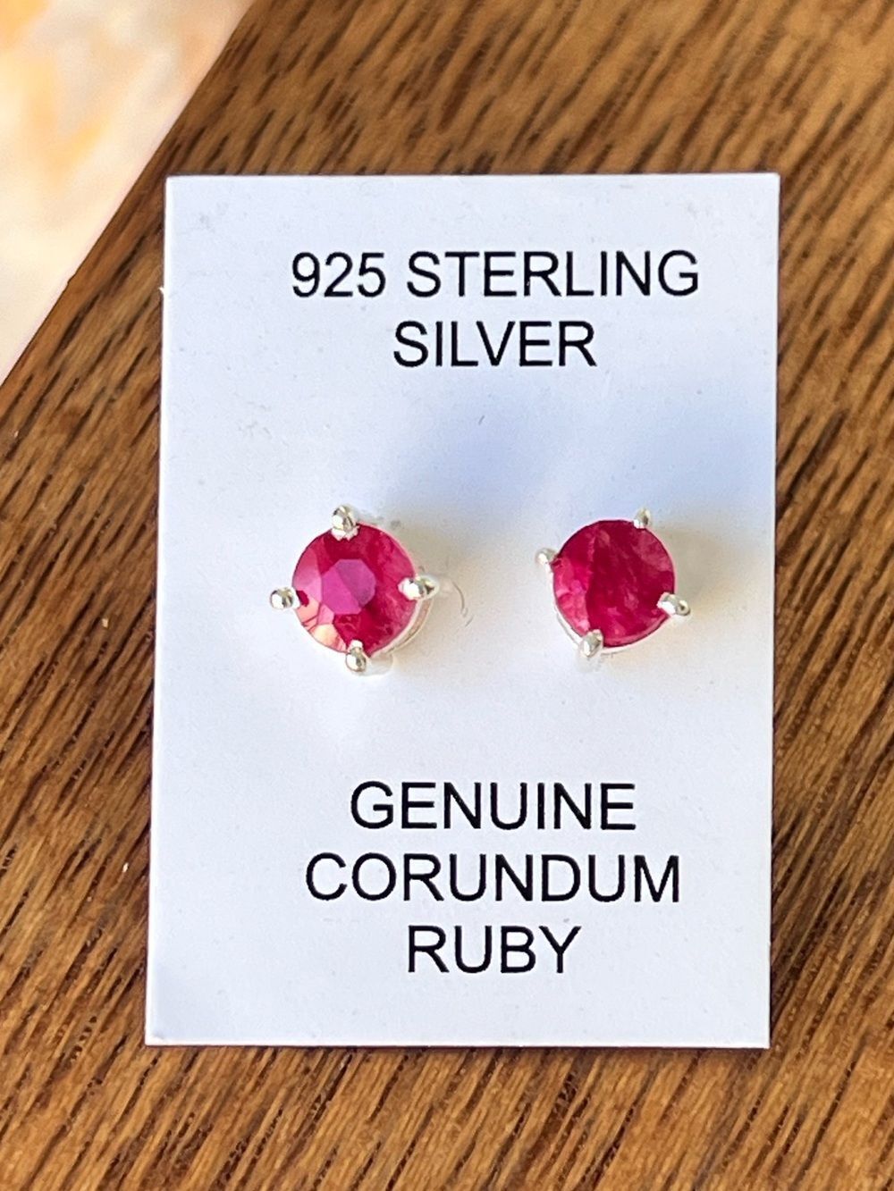 Sterling Silver 5MM Round Ruby Corundum Stud Earrings